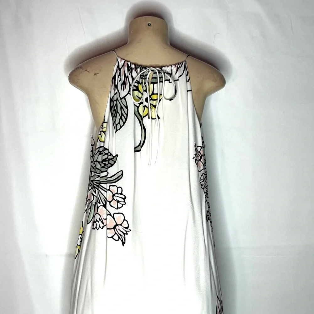 LOFT WHITE FLORAL HALTER STYLE MIDI DRESS LG - Picture 3 of 3